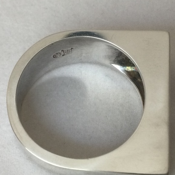 NWT Modernist 1980s Statement Ring - Sterling w Enamel Inlay - Unisex Size 10.5 - Picture 3 of 6